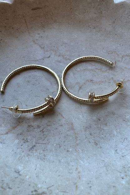 Diamond Nailhead Hoop Earrings