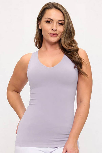 Reversible V or U Neckline Seamless Tank Plus Size