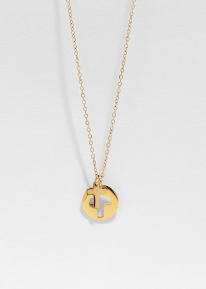 Stainless Steel Cutout 2 Piece Cross Necklace