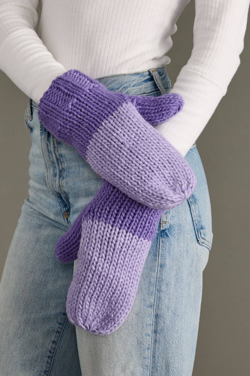 Lavender & Purple Color Block Knit Mittens