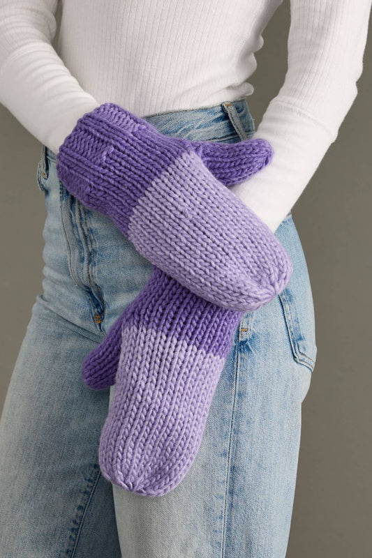 Lavender & Purple Color Block Knit Mittens