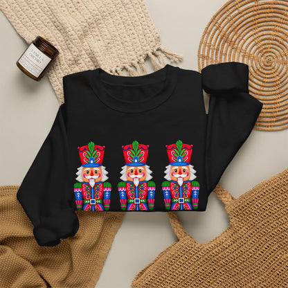 Nutcracker Crewneck Sweatshirt — Festive Triple Nutcracker Holiday Pullover