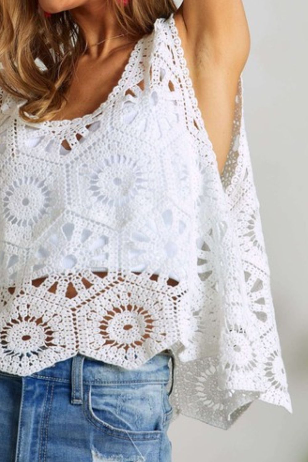 ADORA Crochet Wide Strap Knit Cover Up