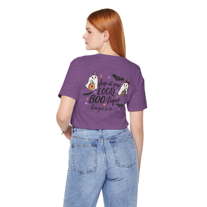 Halloween Ghost Tee — "Shop at Your Local BOO-tique" Graphic T-Shirt