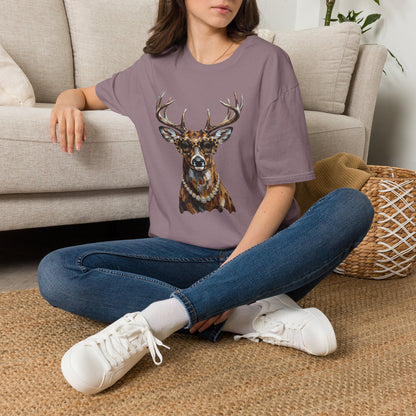 Glam Deer Head Graphic T-Shirt — Rustic Buck Wildlife Tee