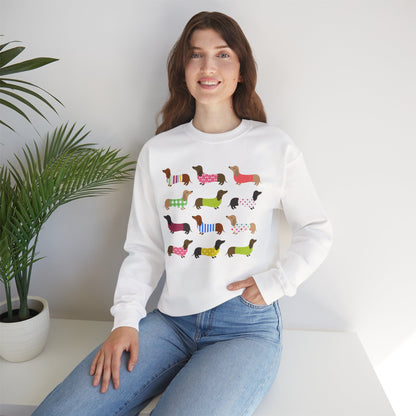 Colorful Dachshund Crewneck Sweatshirt — Vibrant Wiener Dog Design