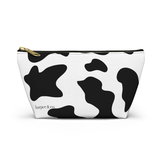 Cow Print Accessory Pouch w T-bottom