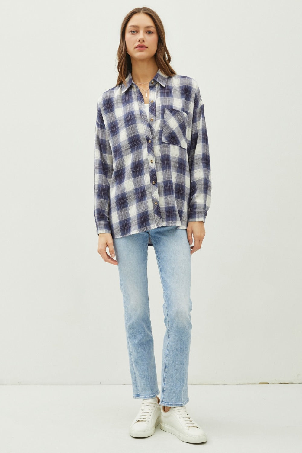 Be Cool Plaid Flannel Button Down Shirt with Chest Pocket