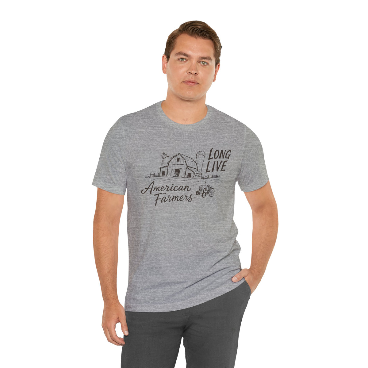 Long Live American Farmers Tee — Vintage Farmhouse Barn & Tractor T-Shirt