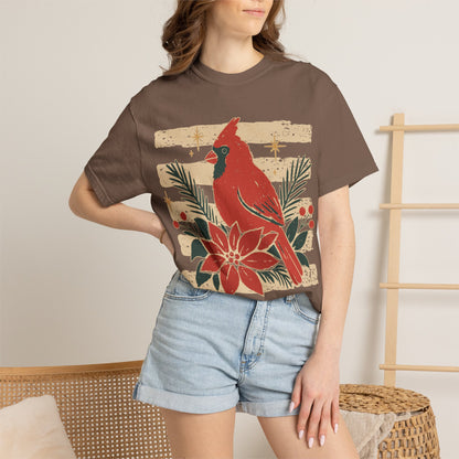 Cardinal & Poinsettia Holiday T-Shirt