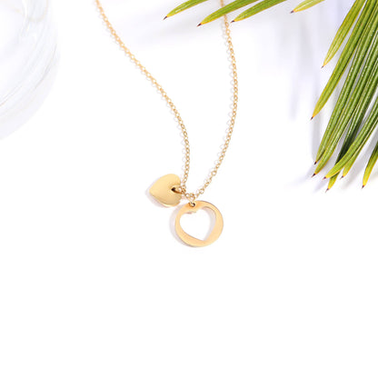 Stainless Steel Heart Cutout Necklace With 2" Extension