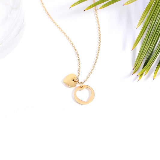 Stainless Steel Heart Cutout Necklace With 2" Extension