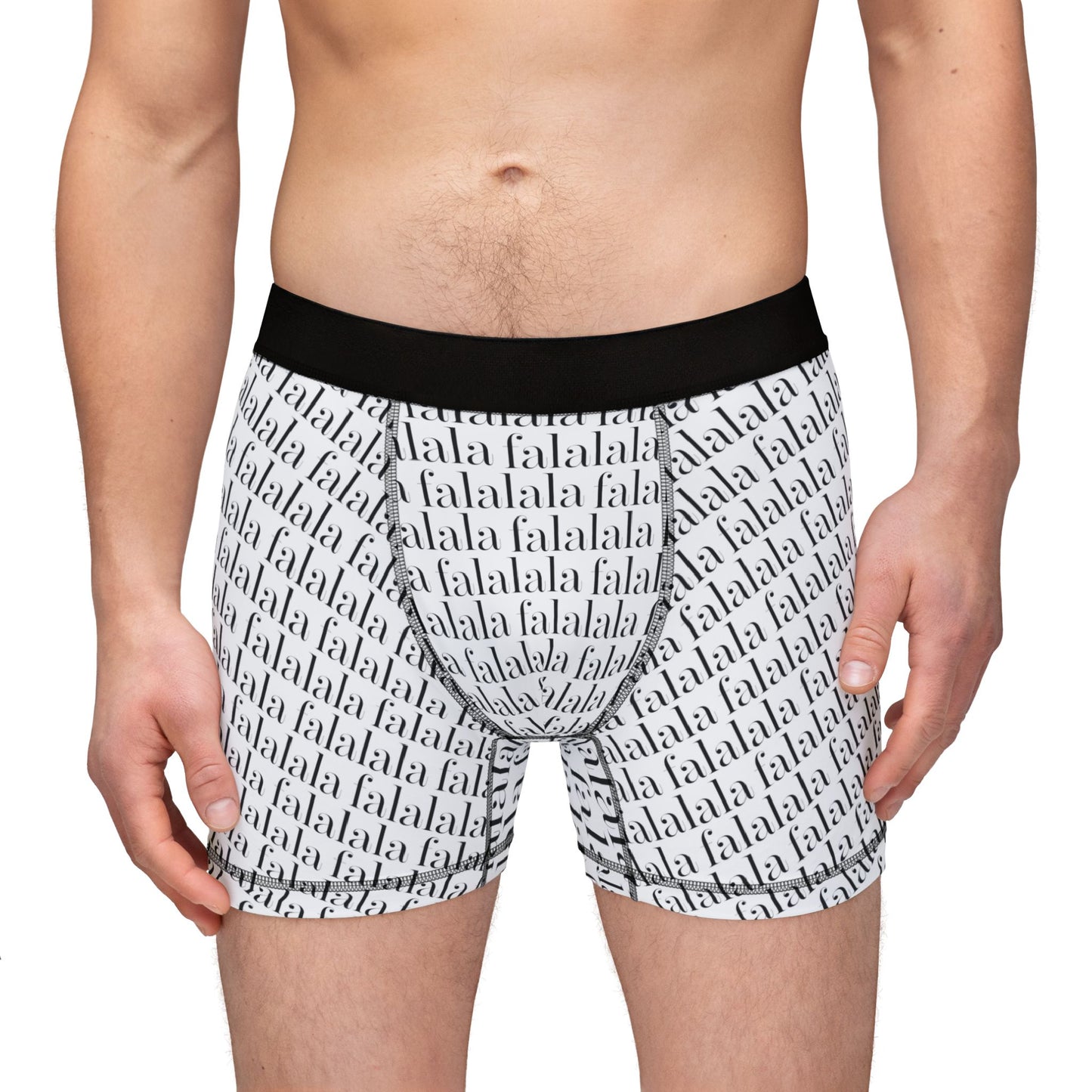 Men's Boxer Briefs — Repeating "fa la la" Holiday Print