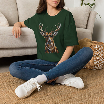 Glam Deer Head Graphic T-Shirt — Rustic Buck Wildlife Tee