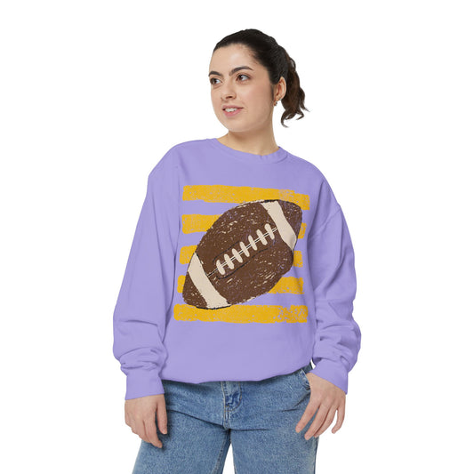 Vintage Football Color Comfort Sweatshirt — Distressed Retro Stripes Crewneck