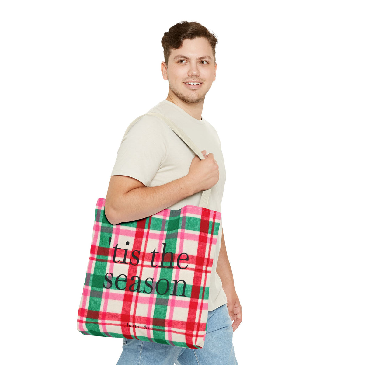 Christmas Plaid Tote Bag - 'Tis the Season Holiday Market Bag