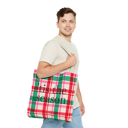 Christmas Plaid Tote Bag - 'Tis the Season Holiday Market Bag
