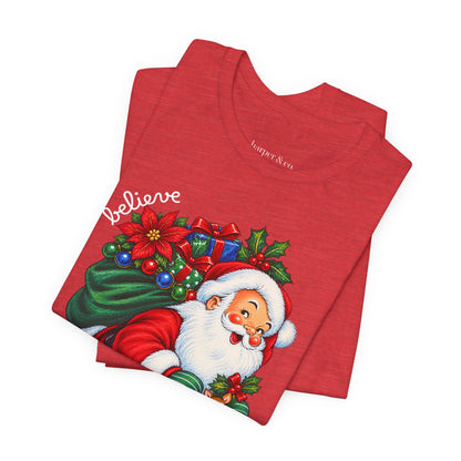 Vintage Santa 'Believe' Christmas Tee