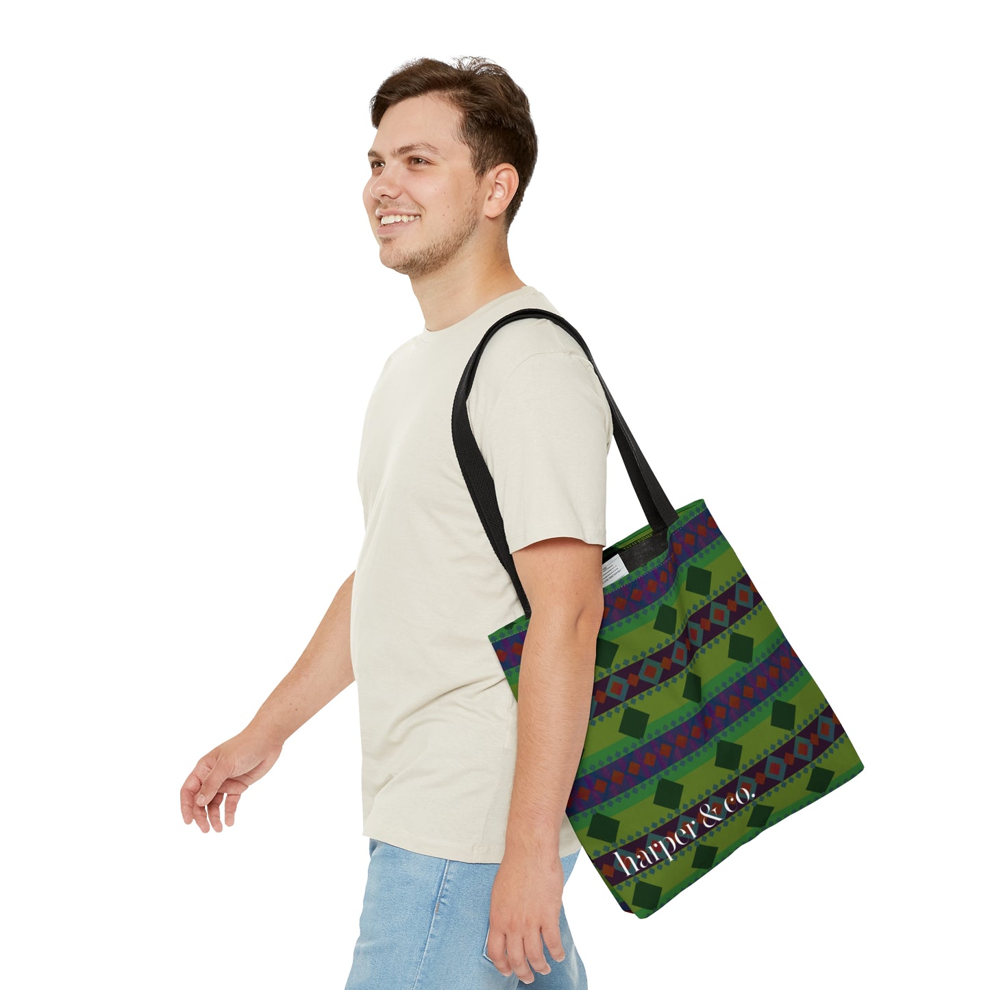 Green Aztec Stripe Tote Bag