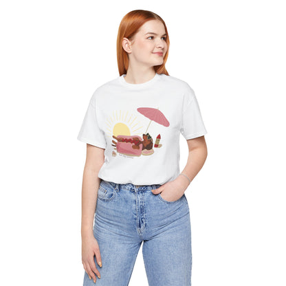 Hot Dog Summer Weenie Dog T-Shirt — Relaxing Dachshund at the Beach Graphic Tee