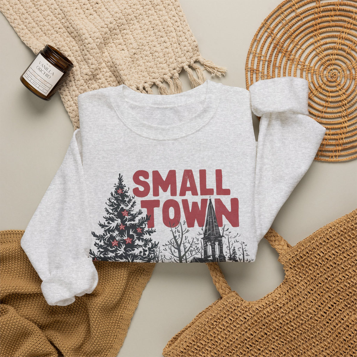 Small Town Christmas on Gildan Unisex Heavy Blend™ Crewneck Sweatshirt