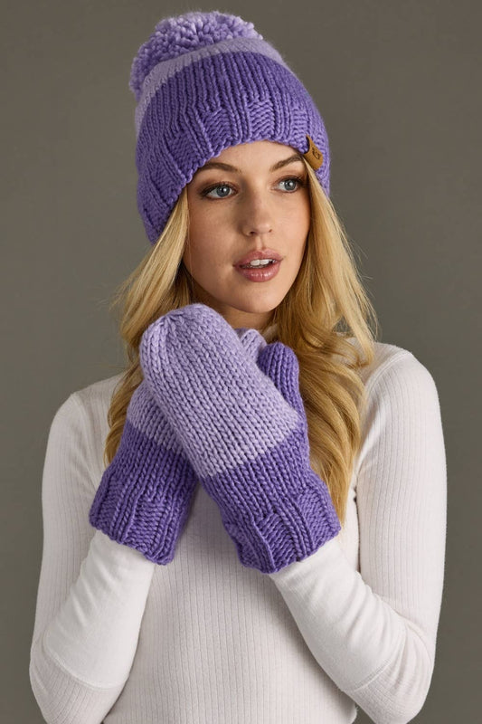 Lavender & Purple Color Block Knit Mittens