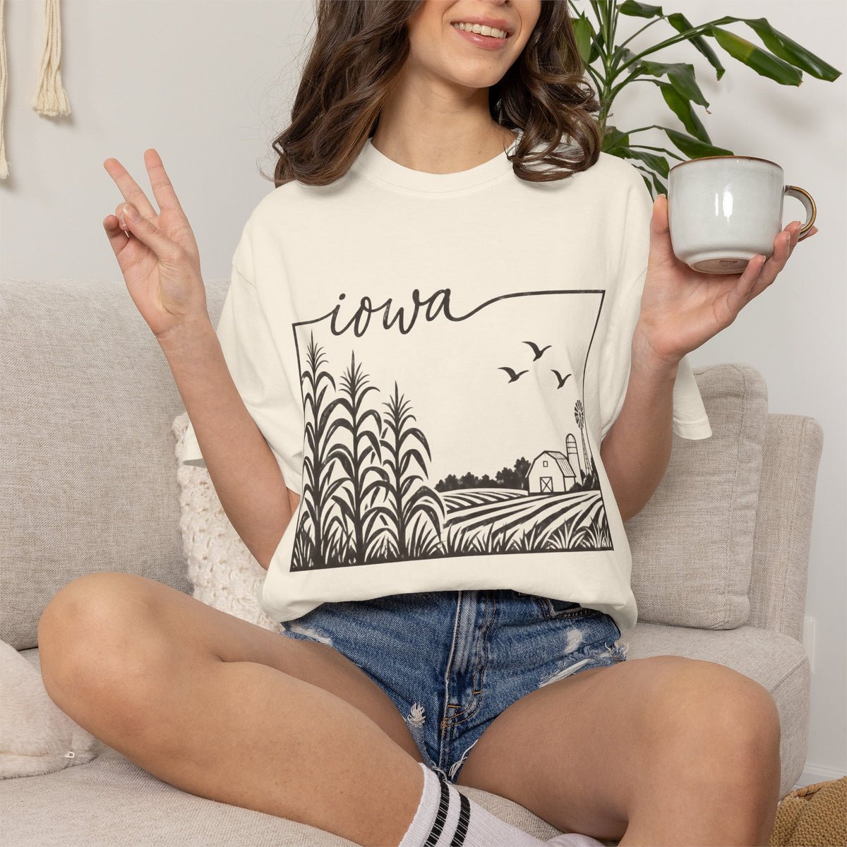 Copy of Iowa Farm Scene Crewneck Sweatshirt — Minimal Midwest Landscape