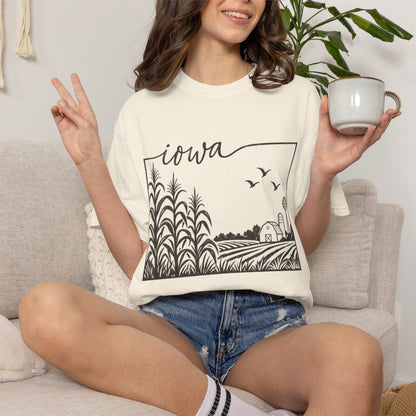 Copy of Iowa Farm Scene Crewneck Sweatshirt — Minimal Midwest Landscape