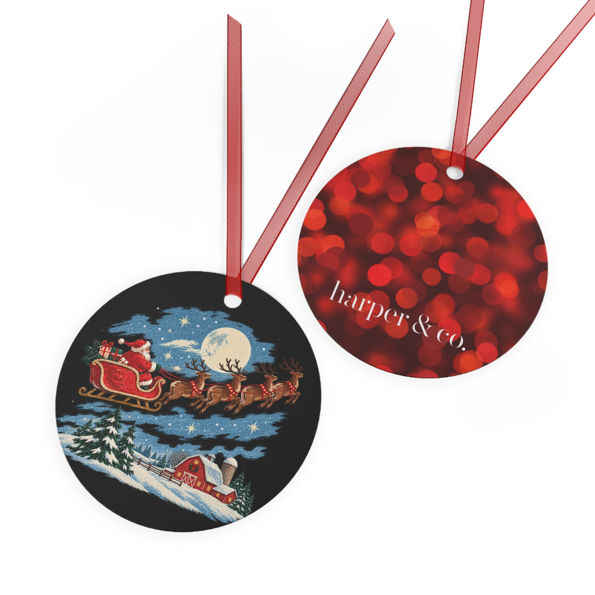 Metal Ornament – Santa Sleigh Christmas Winter Wonderland