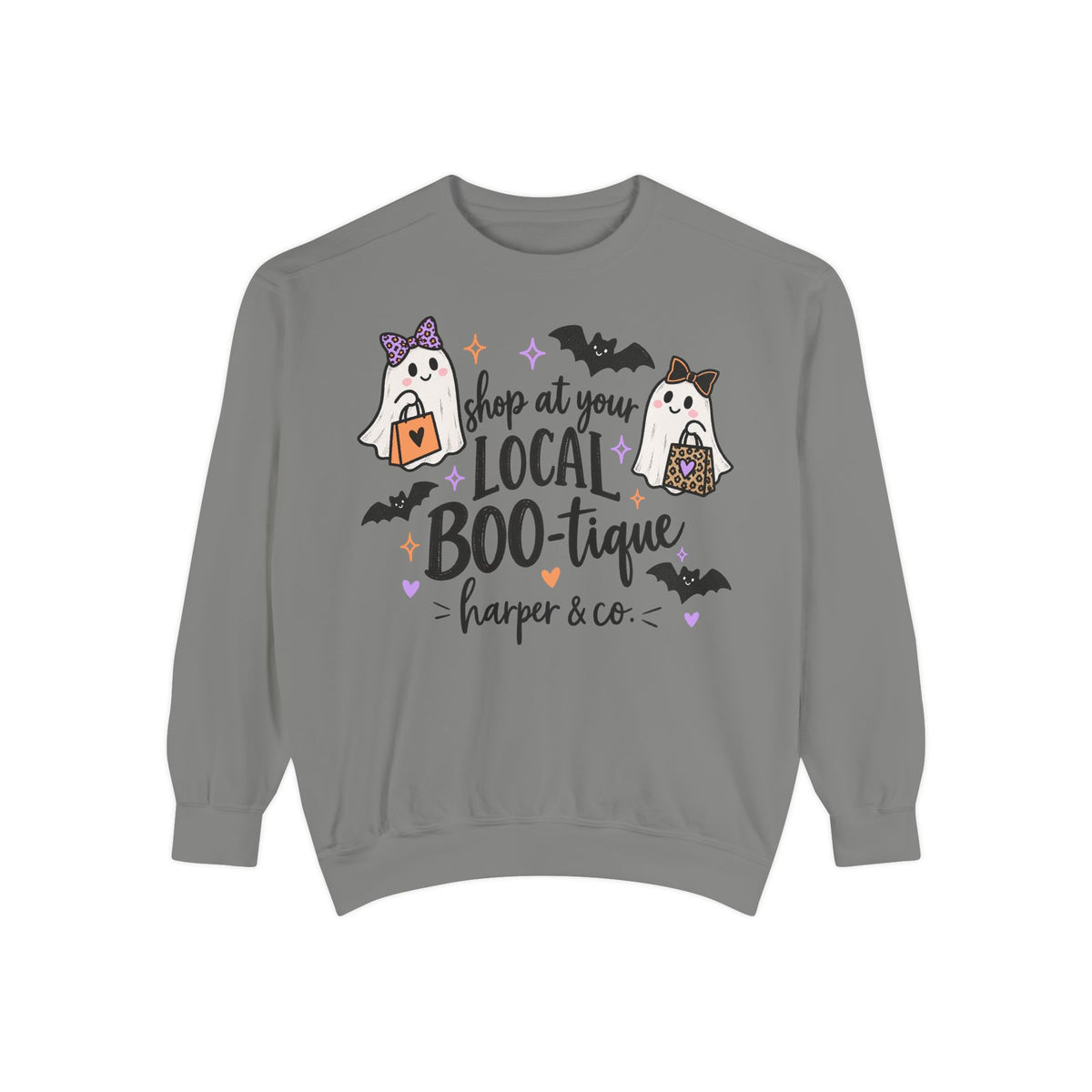 Local BOO-tique Halloween Sweatshirt — Cute Ghosts Trick-or-Treat Graphic