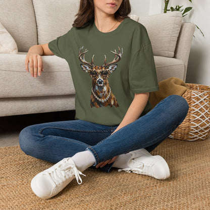 Glam Deer Head Graphic T-Shirt — Rustic Buck Wildlife Tee