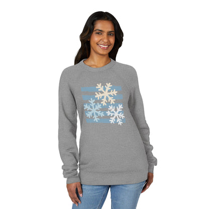 Snowflake Stripes Sweatshirt — Cozy Winter Crewneck for Holiday & Everyday Wear