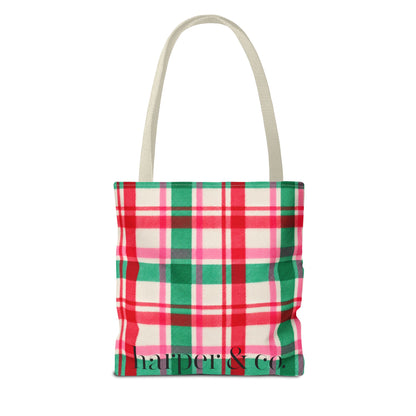 Christmas Plaid Tote Bag - 'Tis the Season Holiday Market Bag
