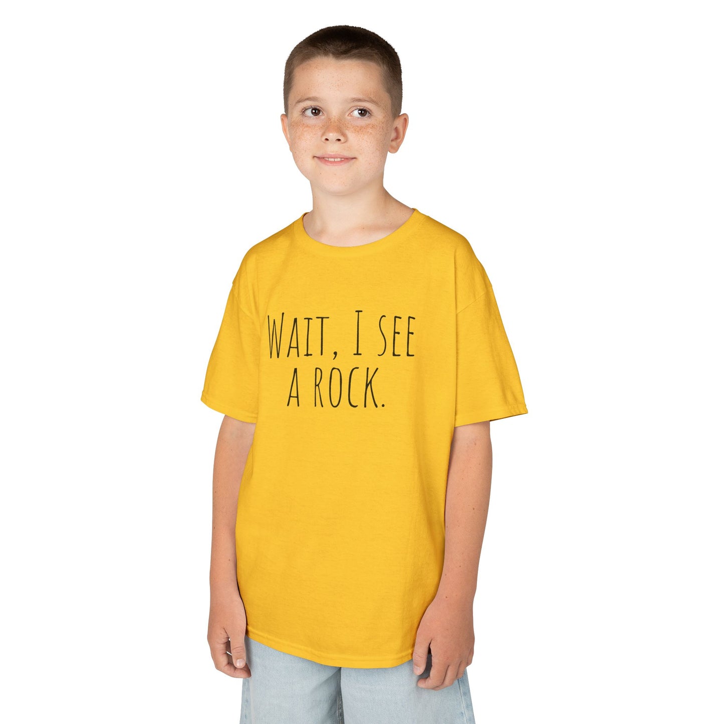Kids Tee "Wait, I See a Rock." — Funny Explorer Shirt for Adventure-Loving Kids
