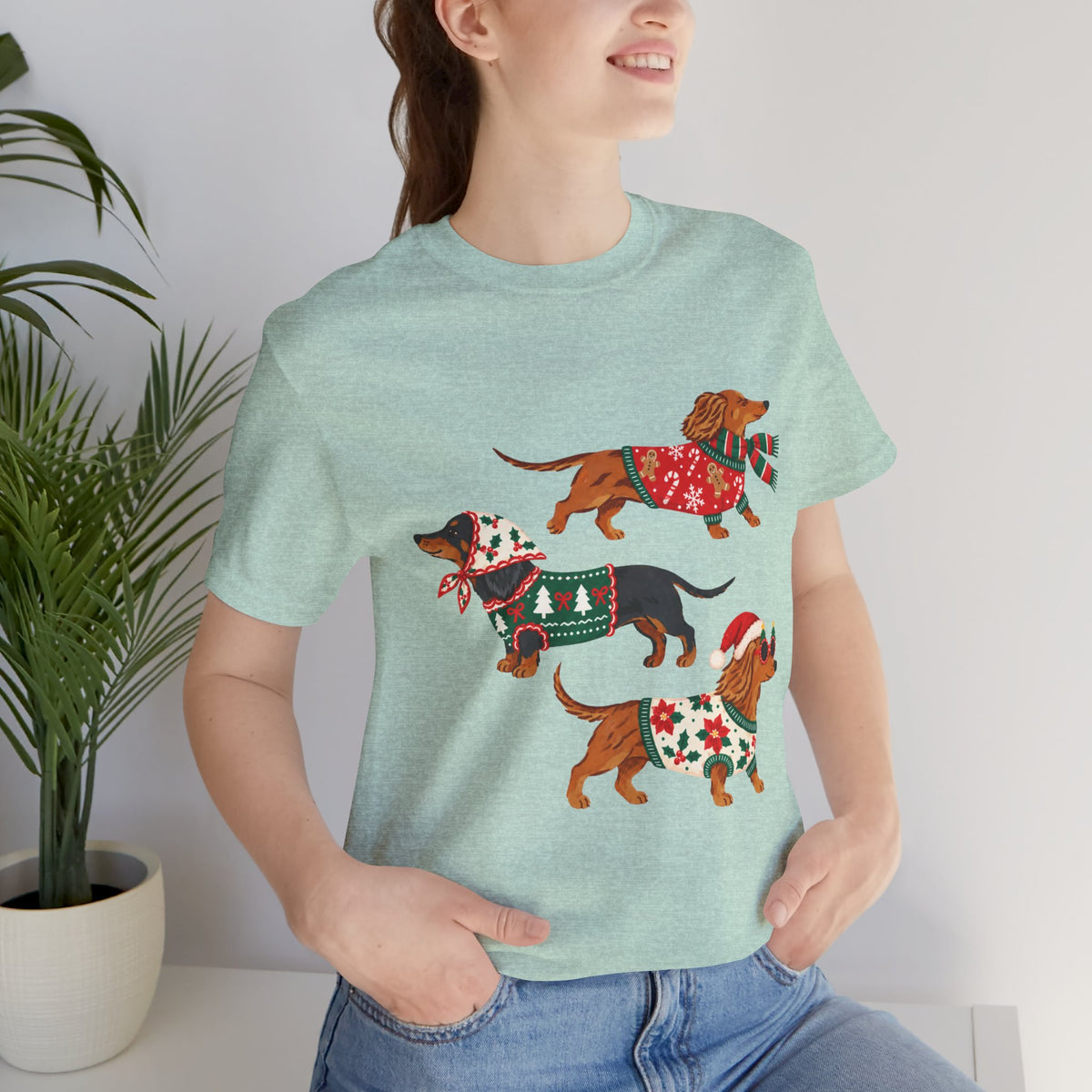 Dachshund Trio Christmas Sweater Tee