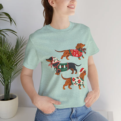 Dachshund Trio Christmas Sweater Tee