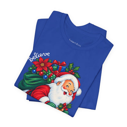 Vintage Santa 'Believe' Christmas Tee