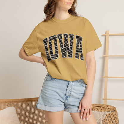 Iowa Retro Polka Dot Lettering Color Comfort T-Shirt