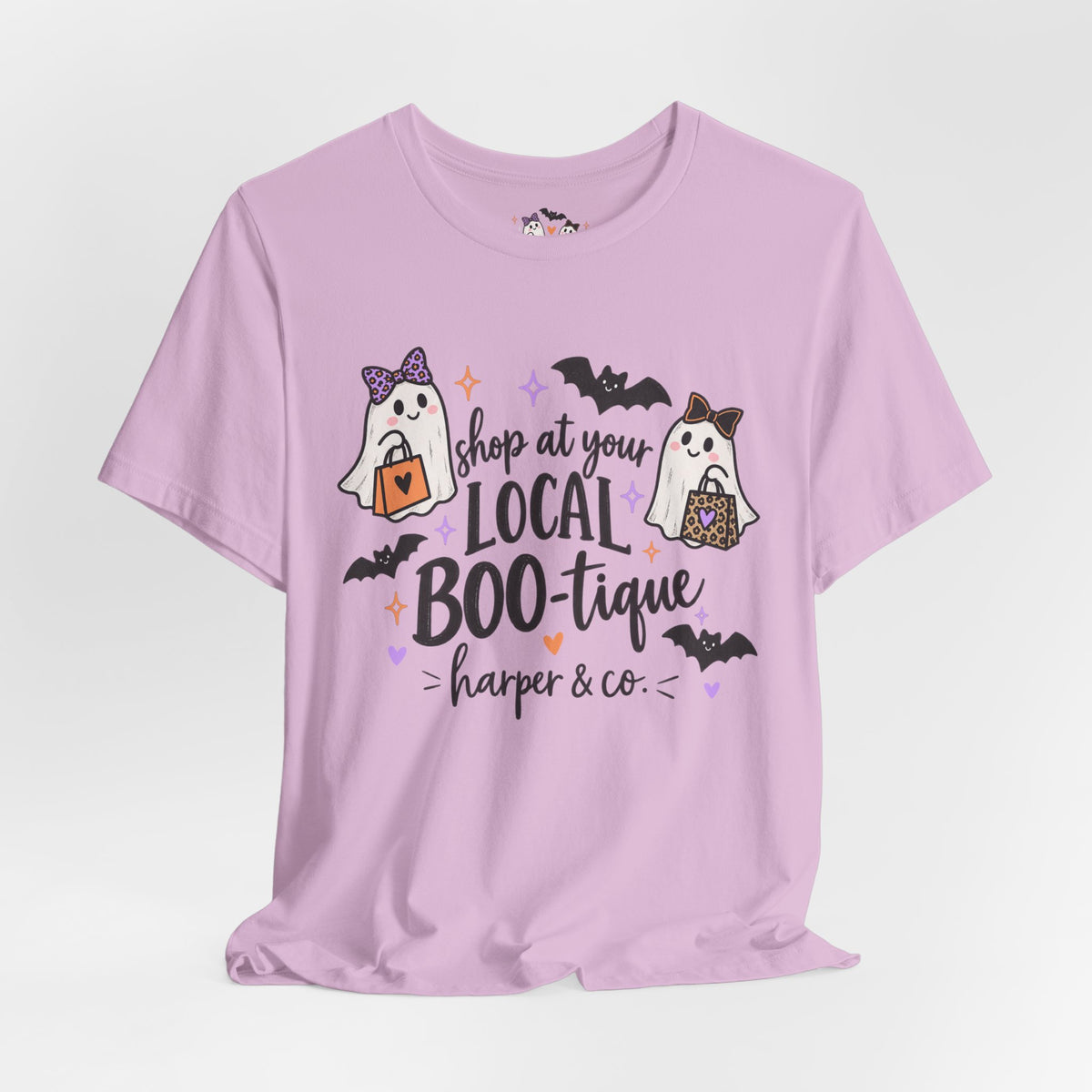 T-Shirt — "Shop at Your Local BOO-tique" Halloween Ghost Boutique Tee