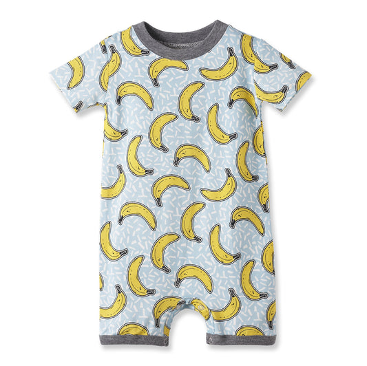 Banana Split Soft Bamboo Shorty Romper for Baby Boys