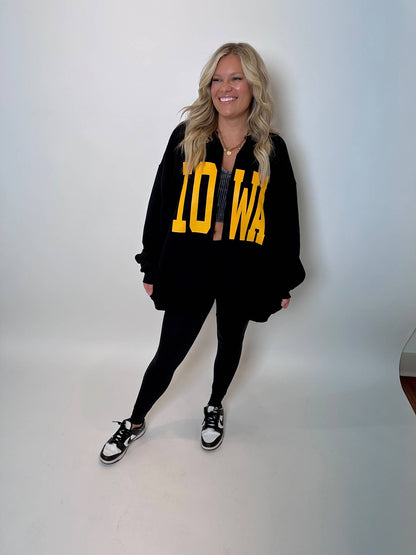 Black IOWA Sweatshirt Cardigan