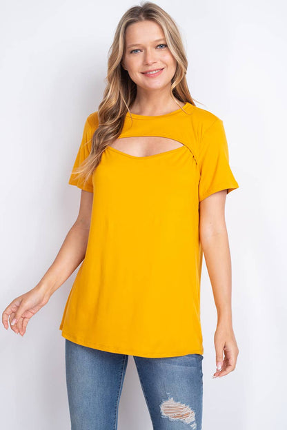 Cutout Open Front Top in Mustard