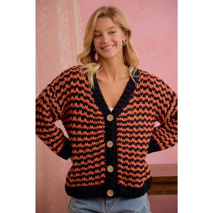 BiBi Halloween Chunky Knit Button Front Cardigan