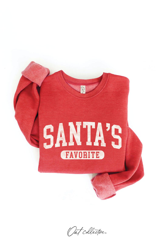 SANTA'S FAVORITE Full Size Christmas Graphic Sweatshirt