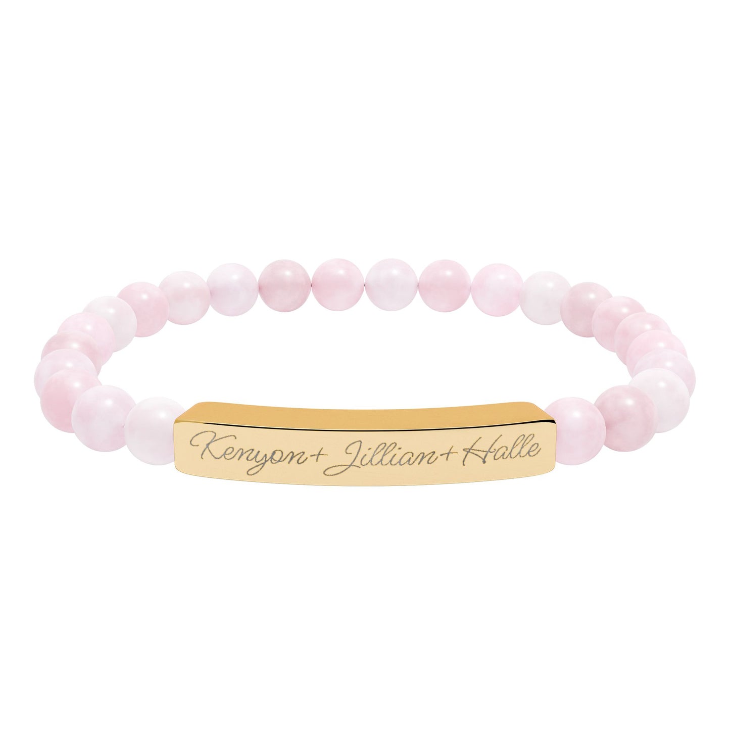 Engravable Natural Stone Bar Bracelet – Personalized Stretch Beaded Bracelet