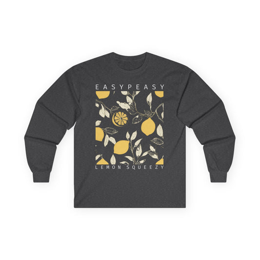 Easy Peasy Lemon Squeezy Long Sleeve Tee — Retro Lemon Graphic Shirt