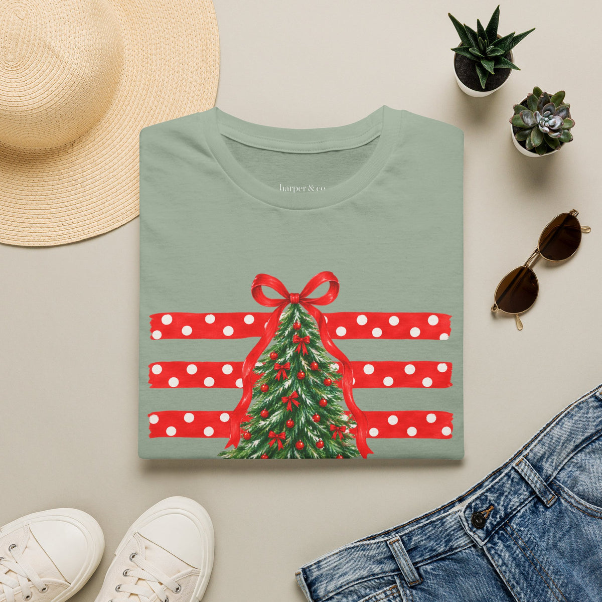 Christmas Tree Ribbon Flag T-Shirt