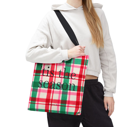 Christmas Plaid Tote Bag - 'Tis the Season Holiday Market Bag
