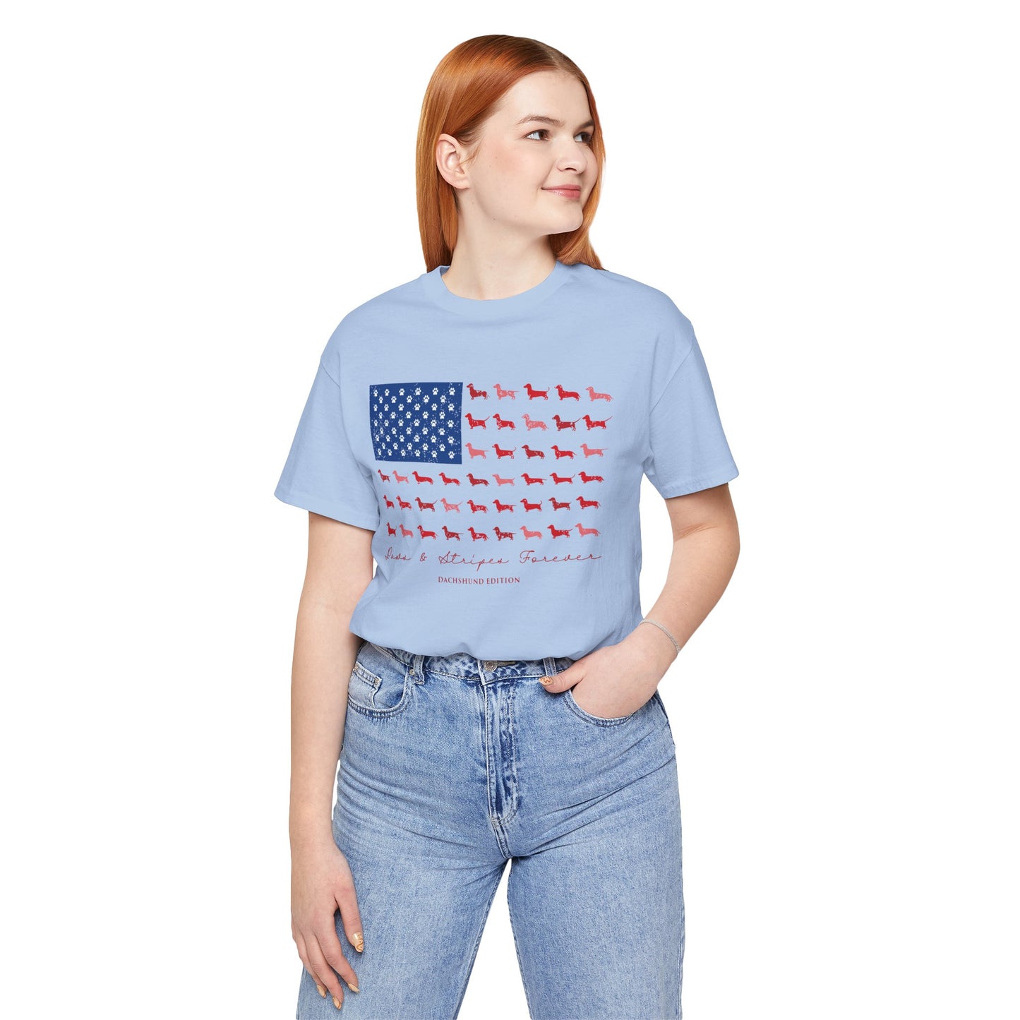 Paws and Stripes Forever Patriotic Dachshund Flag T‑Shirt — American Dog Lover Tee