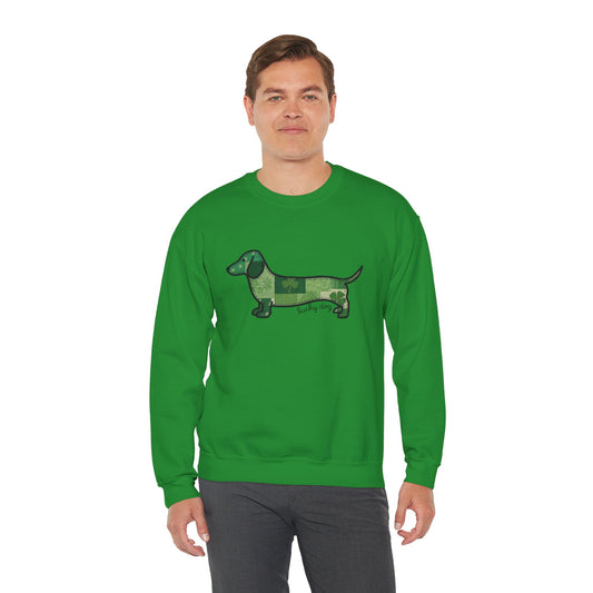 St. Patrick's Lucky Dachshund Quiltwork Sweatshirt